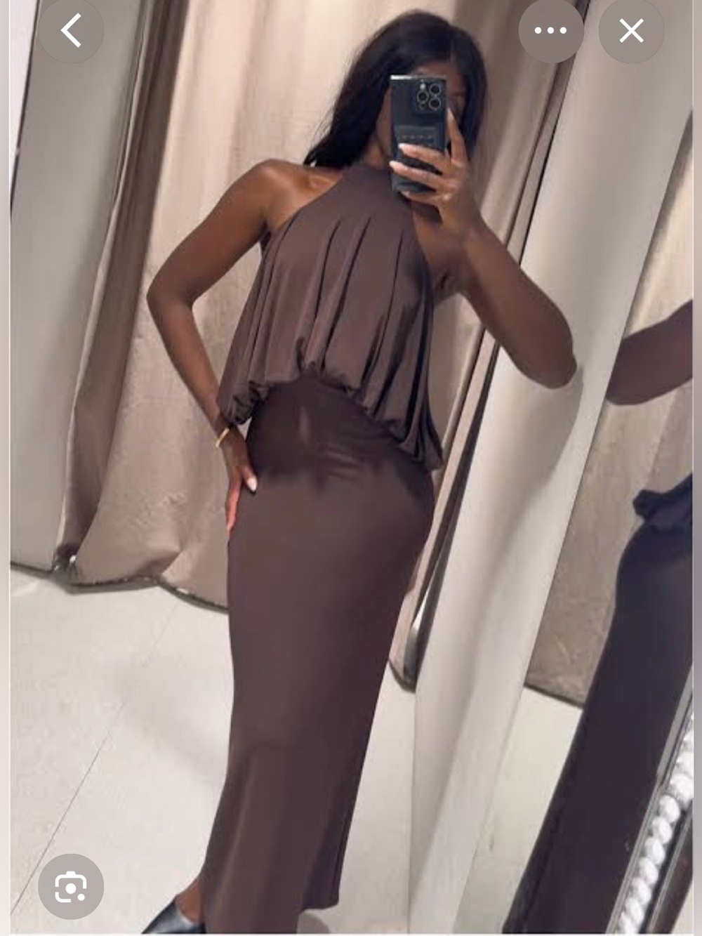 🔥🔥Zara High-Neck Brown Maxi Skirt